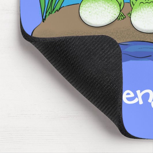 かわいいおもしろいカエルのバブルガム漫画イラストレーション マウスパッド (コーナー)