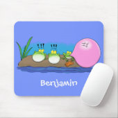 かわいいおもしろいカエルのバブルガム漫画イラストレーション マウスパッド (マウス)