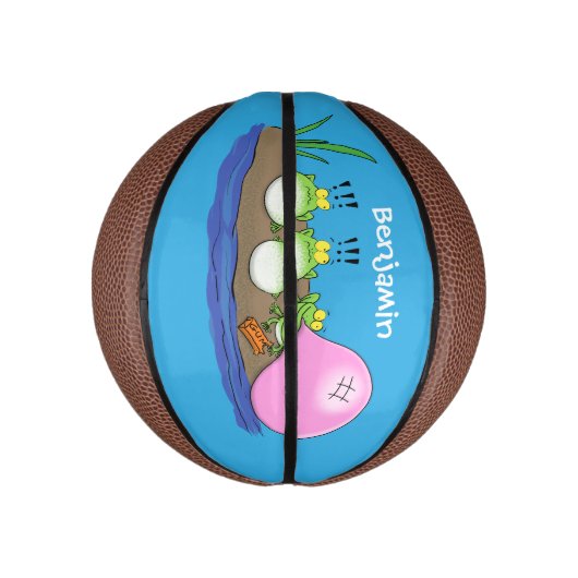 かわいいおもしろいカエルのバブルガム漫画イラストレーション ミニバスケットボール (縦)