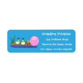 かわいいおもしろいカエルのバブルガム漫画イラストレーション ラベル (正面)