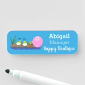 かわいいおもしろいカエルのバブルガム漫画イラストレーション 名札 (インサイチュ)