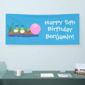 かわいいおもしろいカエルのバブルガム漫画イラストレーション 横断幕 (トレードショー)