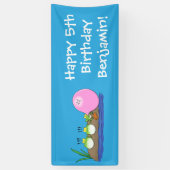 かわいいおもしろいカエルのバブルガム漫画イラストレーション 横断幕 (縦)