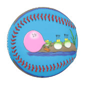 かわいいおもしろいカエルのバブルガム漫画イラストレーション 野球ボール (正面左)