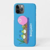 かわいいおもしろいカエルのバブルガム漫画イラストレーション Case-Mate iPhoneケース (裏)
