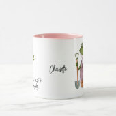 かわいいおもしろいカエルの園芸パーソナライズされた名 マグカップ (中央)