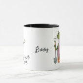 かわいいおもしろいカエルの園芸パーソナライズされた名 マグカップ (中央)