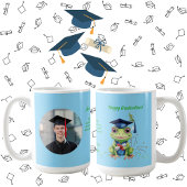 かわいいおもしろいカエル写真メッセージ卒業ギフト コーヒーマグカップ
