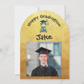 かわいいおもしろいカエル写真卒業パーティー 招待状 (裏面)