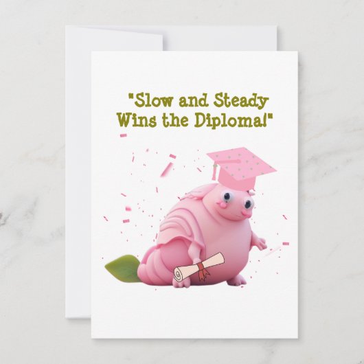 かわいいおもしろいカタツムリ卒業式グリーティングカード シーズンカード (正面)