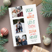 かわいいおもしろいカラフル3枚の写真クリスマス シーズンカード