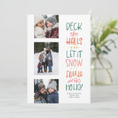 かわいいおもしろいカラフル3枚の写真クリスマス シーズンカード (スタンド正面)