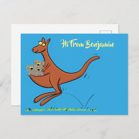 かわいいおもしろいカンガルーとコアラ漫画カード ポストカード (正面/裏面)