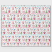 かわいいおもしろいガールの誕生日追加の名前ageマウス牛 ラッピングペーパー (フラット)