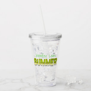 かわいいおもしろいキウイの夏のユーモア アクリルタンブラー