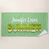 かわいいおもしろいキウイの夏のユーモア ビーチタオル (正面)