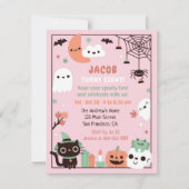 かわいいおもしろいキッズハロウィーン誕生日パーティー 招待状 (正面)