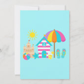 かわいいおもしろいキッズビーチ夏の誕生日パーティー 招待状 (裏面)