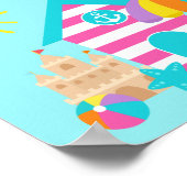 かわいいおもしろいキッズビーチ夏 ポスター (角)