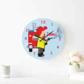 かわいいおもしろいキッズマンガ消防士トラックをテーマにした ラージ壁時計 (ホーム)