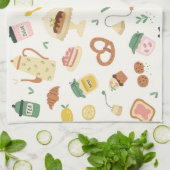 かわいいおもしろいキッチン食べ物 キッチンタオル (折り畳み)