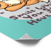 かわいいおもしろいキツネが笑顔でヨガポーズ ポスター (角)