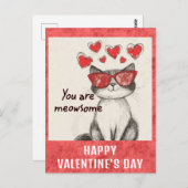 かわいいおもしろいキャットバレンタインデーハート ポストカード (正面/裏面)
