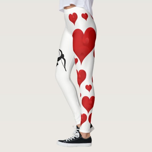 かわいいおもしろいキューピッドアローバレンタインラブハート レギンス (左)