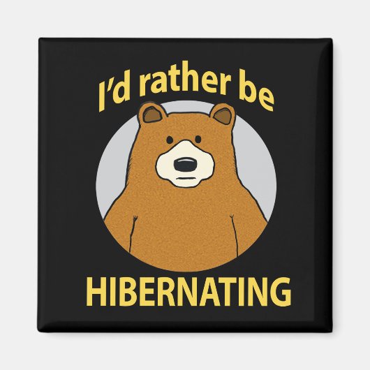 かわいいおもしろいクマは冬眠している マグネット (正面)