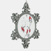 かわいいおもしろいクリスマスエウラムヤギ狩り休日 スノーフレークピューターオーナメント (左)