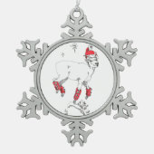 かわいいおもしろいクリスマスエウラムヤギ狩り休日 スノーフレークピューターオーナメント (正面)