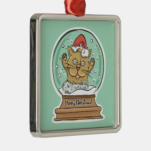 かわいいおもしろいクリスマスキャットオーナメント メタルオーナメント (右)