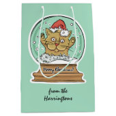 かわいいおもしろいクリスマスキャットカスタム文字抱き枕 ミディアムペーパーバッグ (正面)