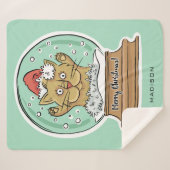 かわいいおもしろいクリスマスキャット名前をカスタムする シェルパブランケット (正面(横))