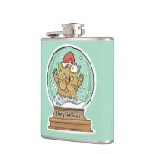 かわいいおもしろいクリスマスキャット名前をカスタムする フラスク (左)