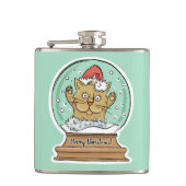 かわいいおもしろいクリスマスキャット名前をカスタムする フラスク (正面)