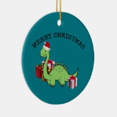 かわいいおもしろいクリスマスサンタ恐竜 セラミックオーナメント (右)