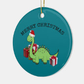 かわいいおもしろいクリスマスサンタ恐竜 セラミックオーナメント (左)
