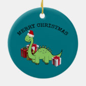 かわいいおもしろいクリスマスサンタ恐竜 セラミックオーナメント (裏面)