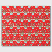 かわいいおもしろいクリスマストナカイ着用顔マスク ラッピングペーパー (フラット)