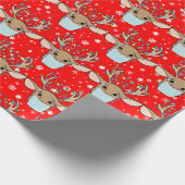 かわいいおもしろいクリスマストナカイ着用顔マスク ラッピングペーパー (角)