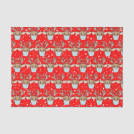 かわいいおもしろいクリスマストナカイ着用顔マスク 薄葉紙