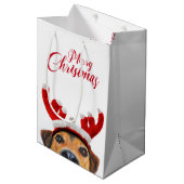 かわいいおもしろいクリスマスドトナカイのアントラーヘッドバンド ミディアムペーパーバッグ (正面アングル)