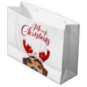 かわいいおもしろいクリスマスドトナカイのアントラーヘッドバンド ラージペーパーバッグ (正面アングル)