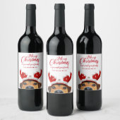 かわいいおもしろいクリスマスドトナカイのアントラーヘッドバンド ワインラベル (ボトル)