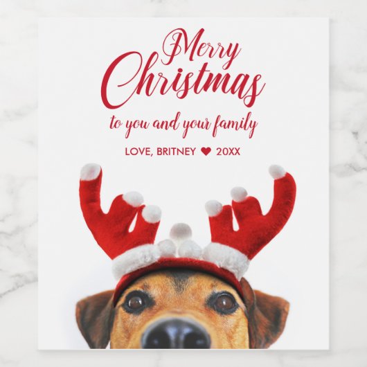 かわいいおもしろいクリスマスドトナカイのアントラーヘッドバンド ワインラベル (シングルラベル)