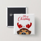 かわいいおもしろいクリスマスドトナカイのアントラーヘッドバンド 缶バッジ (正面&裏面)