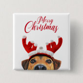 かわいいおもしろいクリスマスドトナカイのアントラーヘッドバンド 缶バッジ (正面)