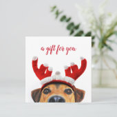 かわいいおもしろいクリスマスドトナカイのヘッドバンドギフトカード (スタンド正面)