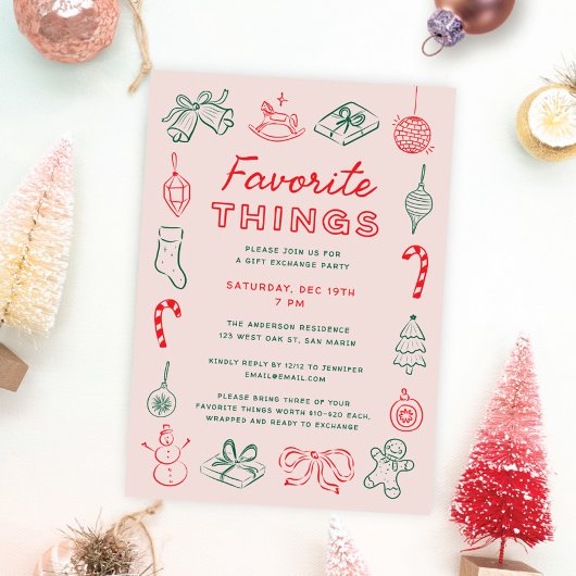 かわいいおもしろいクリスマスドードルお気に入りのズ事物ホリデー 招待状